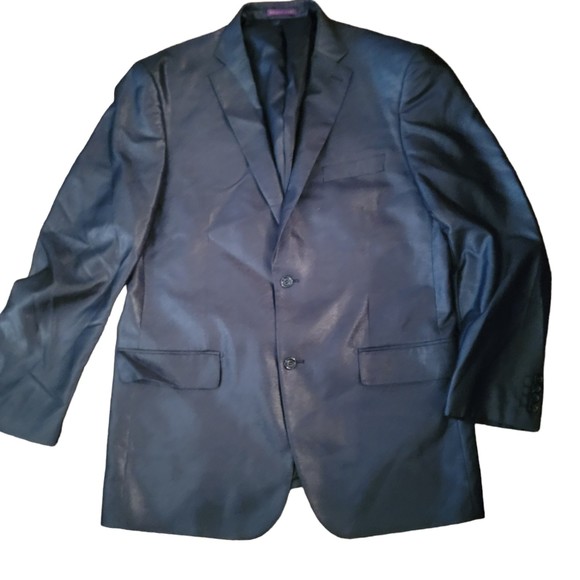 Vinci Mens Navy Long Sleeve Collared‎ Single Breasted 2 Piece Suit Size 36W - Picture 4 of 12